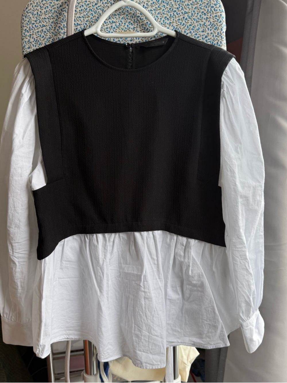 Zara puff sleeve combined top XS